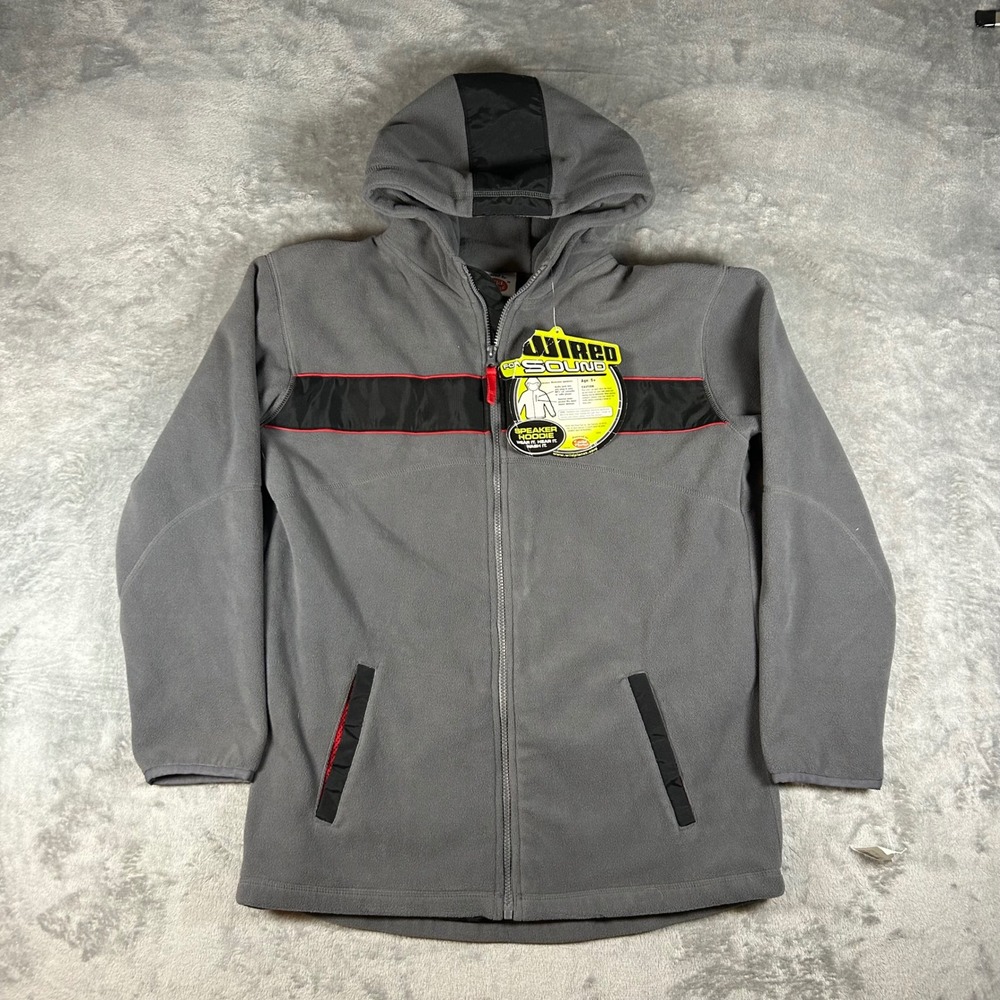 Wild Planet Wired for Sound Speaker Hoodie Kids XL Gray Fleece Full Zip 124461